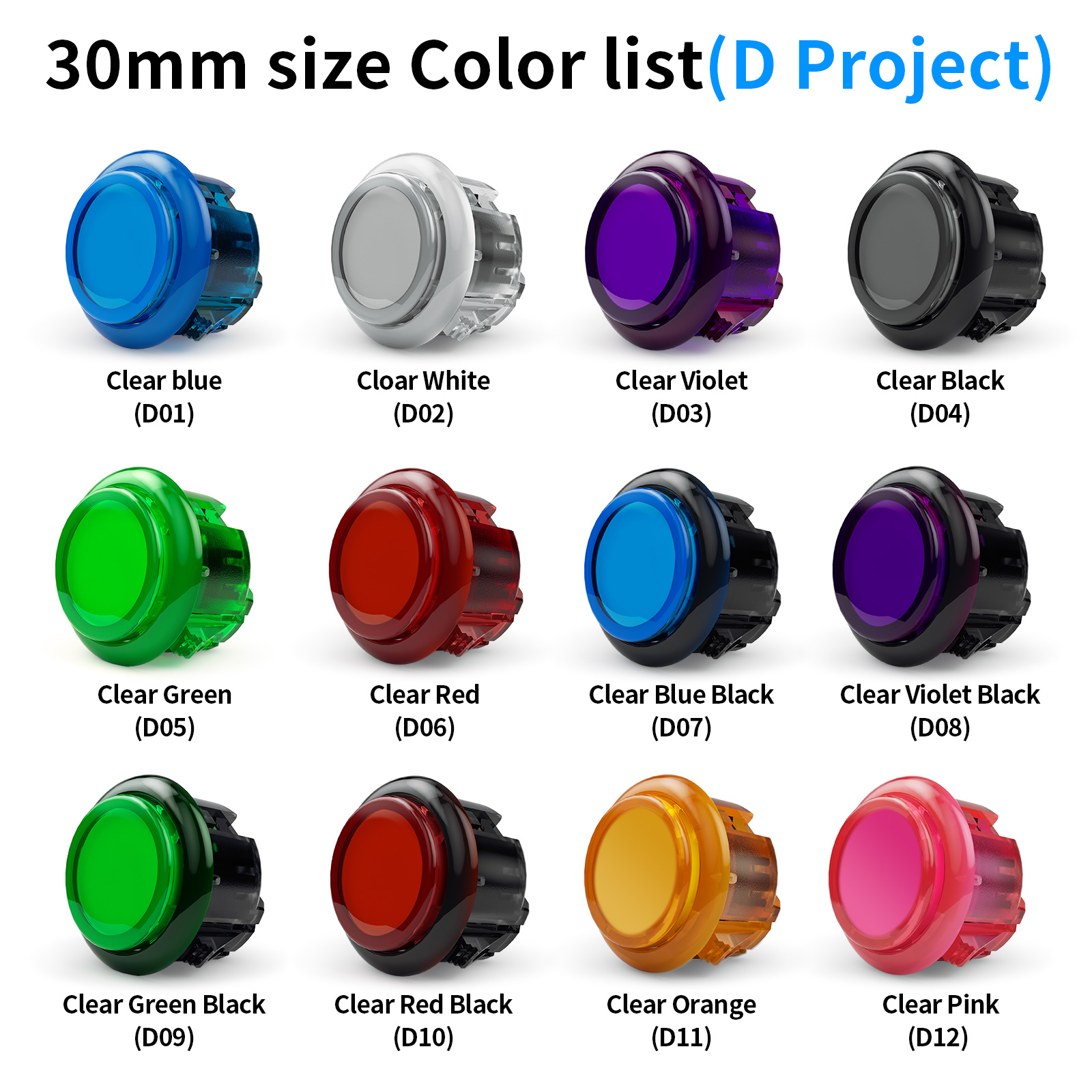 Arcade Buttons 24Mm 30Mm Snap In - Qanba الجاذبية KS مهاوي ميكانيكية زر