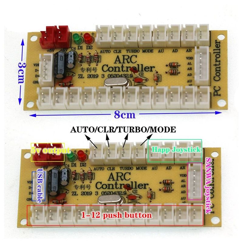 لوحة تحكم USB طراز ARC968 لجها - مراجعة Arcade Encoder Board Zero Delay Usb وسعره